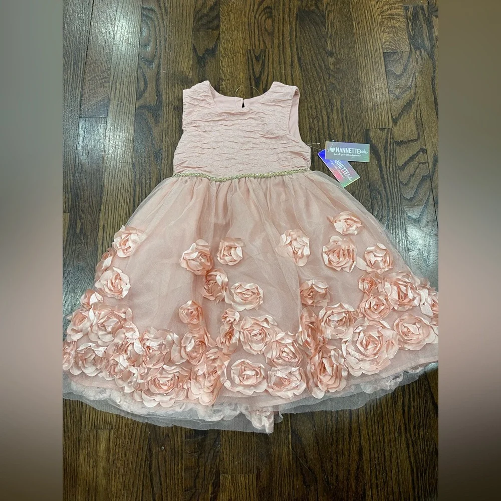 Nannette kids Blush Pink Rosette Dress size 5